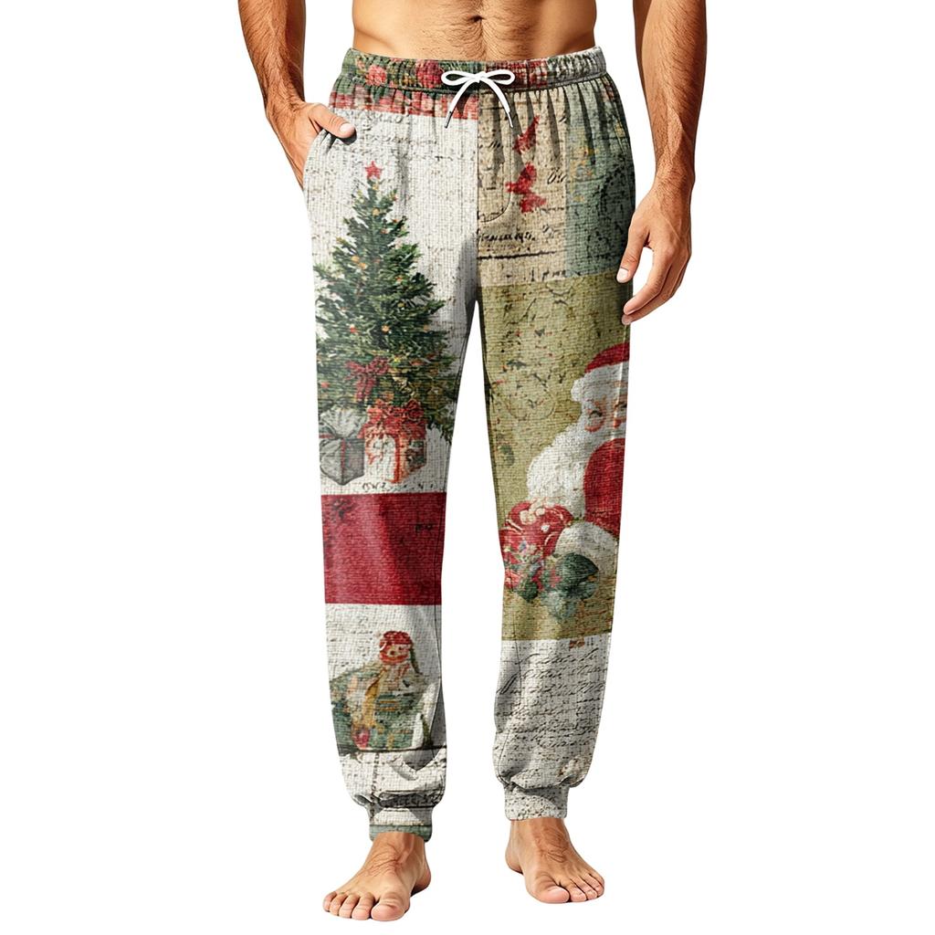 Men's Christmas Print Sleep Pants for Fall and Winter Comfort Wear