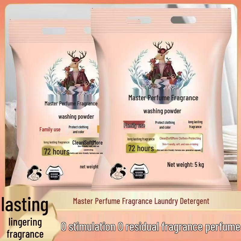 Perfumed Fragrance Laundry Detergent, Large 10 Jin Bag, Phosphorus-Free, Powerful Stain Removal, Long-Lasting Scent.