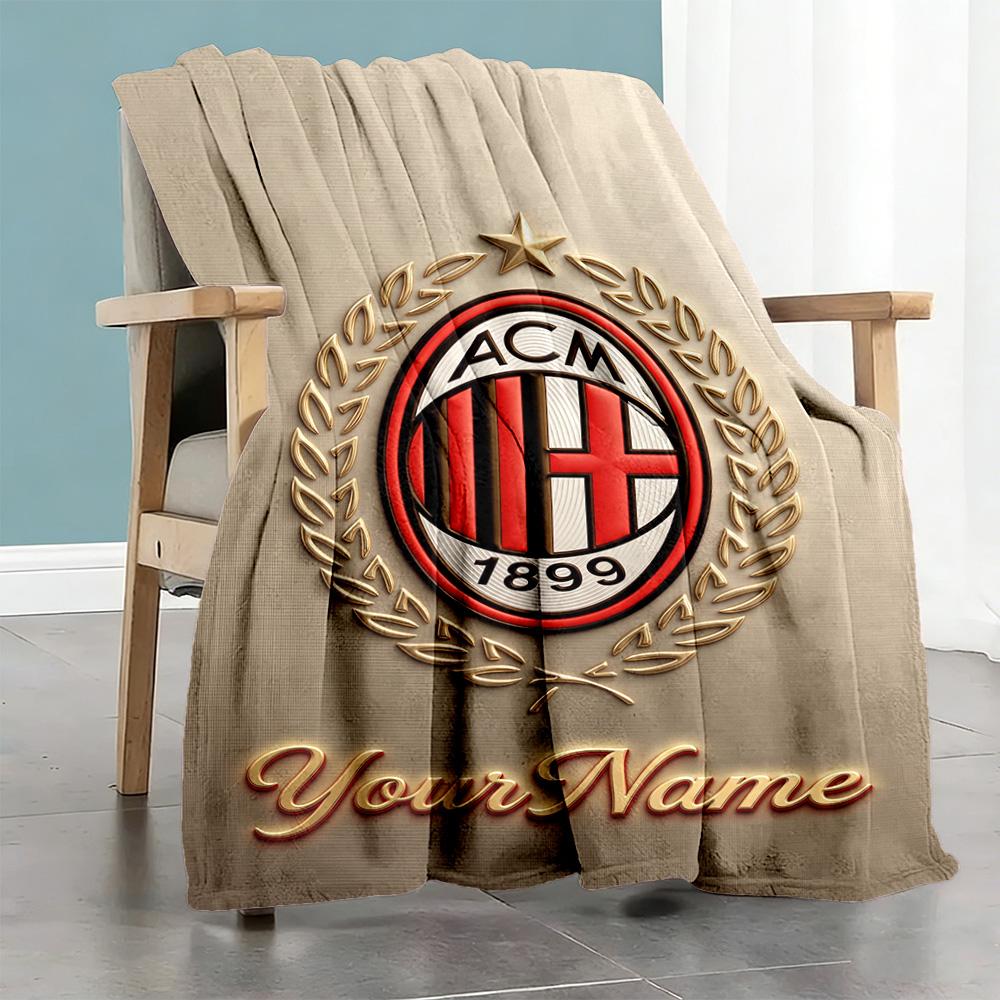 Ac Milan Customize Your Name Blanket Lightweight Customizable Blanket Warmthful Decor Suitable for Office Bedding Picnics Sofa Four Seasons Universal
