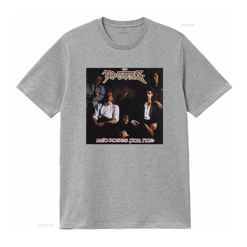 Vintage The Pogues Red Roses For Me Black T Shirt Retro Band Vintage Washed Designer Clothes Unisex Slightly Versatile