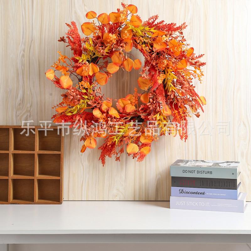Artificial Eucalyptus Garland Door Hanging Decor Halloween Fall Harvest Festival Wreath 45cm 55cm Plastic