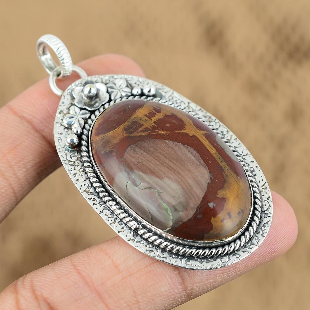 Noreena Jasper Gemstone Flower Anniversary Pendant Jewelry 925 Sterling Silver