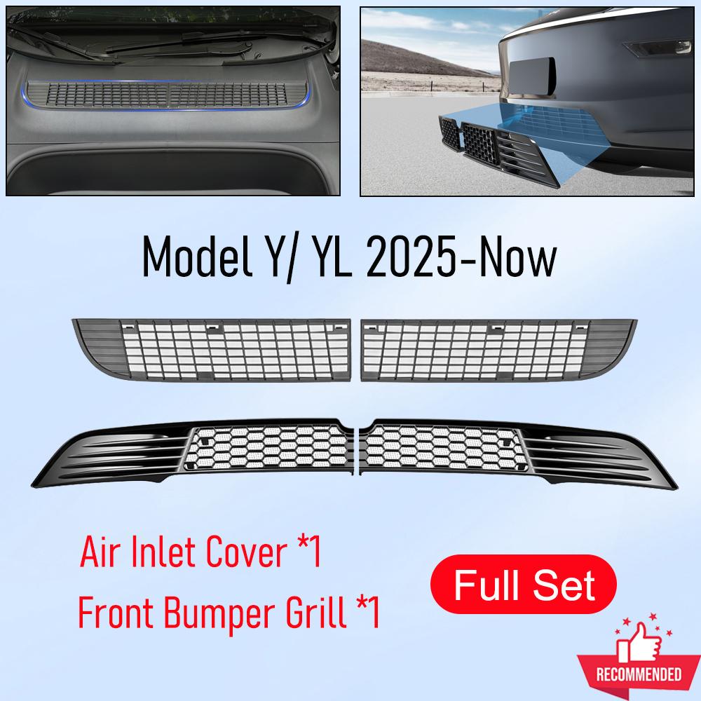 For Tesla Model Y Juniper Model YL Y L 2025 2026 Front Bumper Grille Mesh Inserts Air Inlet Vent Cover Anti-insect Accessories