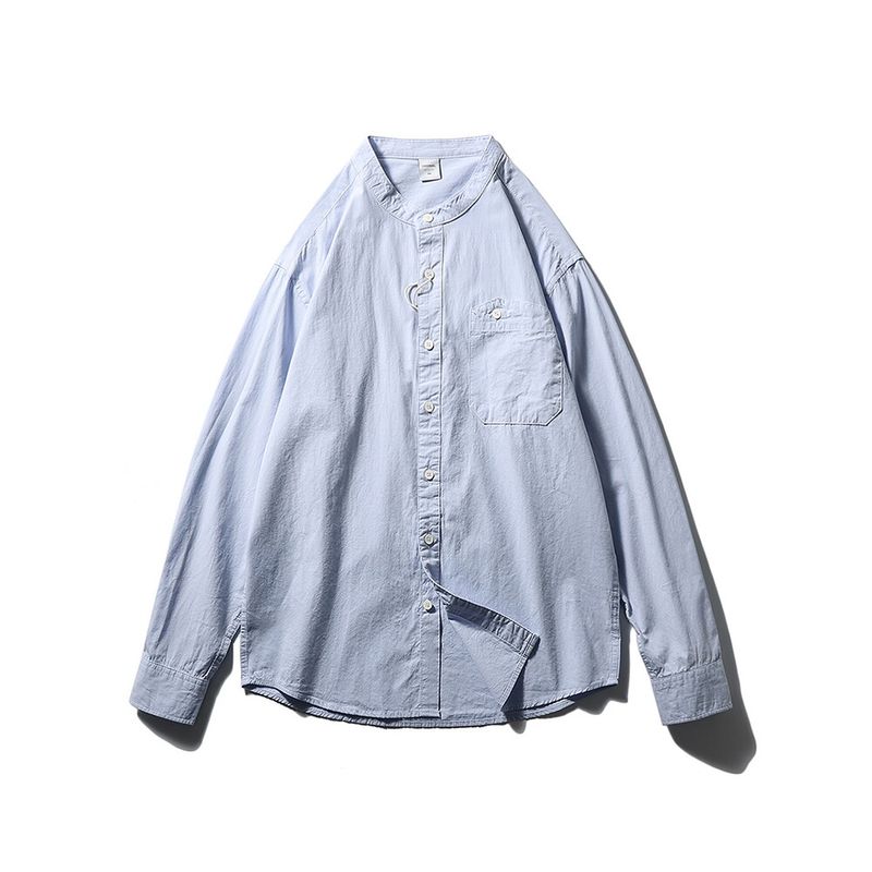 Japan fashion Retro Stand Collar Cotton Casual Shirts Men's Long sleeve Spring and Autumn Outerwear Foreign Trade Men's Solid Cotton Shirt