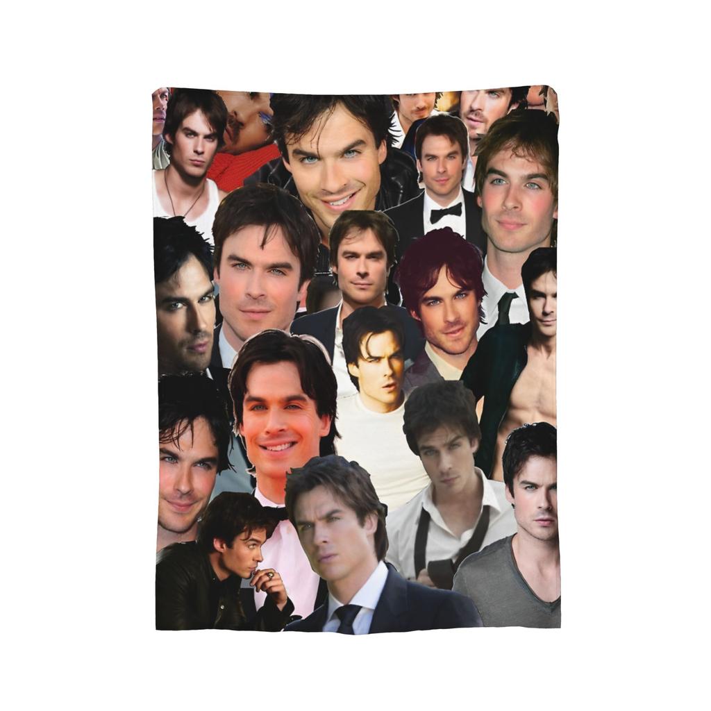 Damon Salvatore Vampire Diares Blankets Flannel Textile Decor  Multi-function Warm Throw Blanket for Bed Travel Plush Thin Quilt