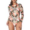 Sexy backless one-piece women's hot spring surfing diving suit long-sleeved swimsuit printed anti-light slim fit