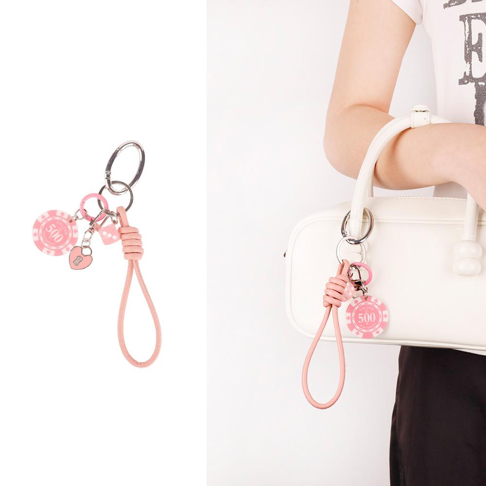 Heißverkauf geflochtene Seil Handy-Kettenbeutel Anhänger PU Texas Chip Sieb Schlüsselanhänger Charme Fabrik Direktverkauf