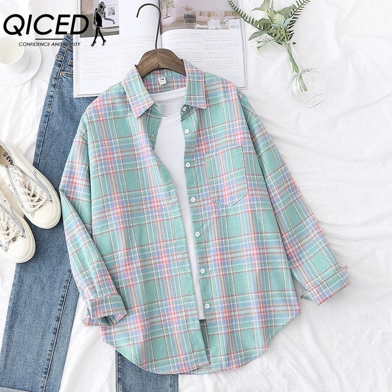 QICED Mote dame avslappet langermet POLO-hals bluser og skjorter