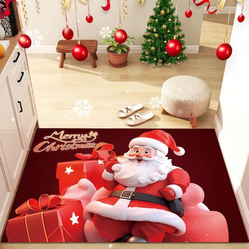 

Christmas Household Diatom Mud Bathroom Water Absorption Non-Slip Quick-Drying Hard Mat Kitchen Door Dirt-Resistant Floor Mat Set 40cmx60cm