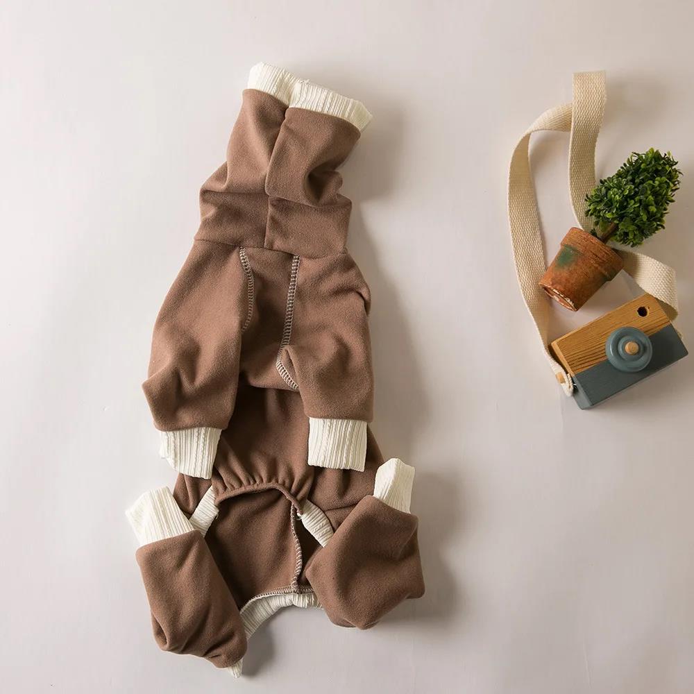 Pet Fleece Turtleneck Overalls Clothes Large Dog Elasticity Sweatshirts Winter Warm Pajamas for Italian Greyhounds Whippets 5
