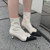 2024 Autumn/Winter French Floral Stiletto Ankle Boots - Women's Pointed Toe Elastic High Heel
