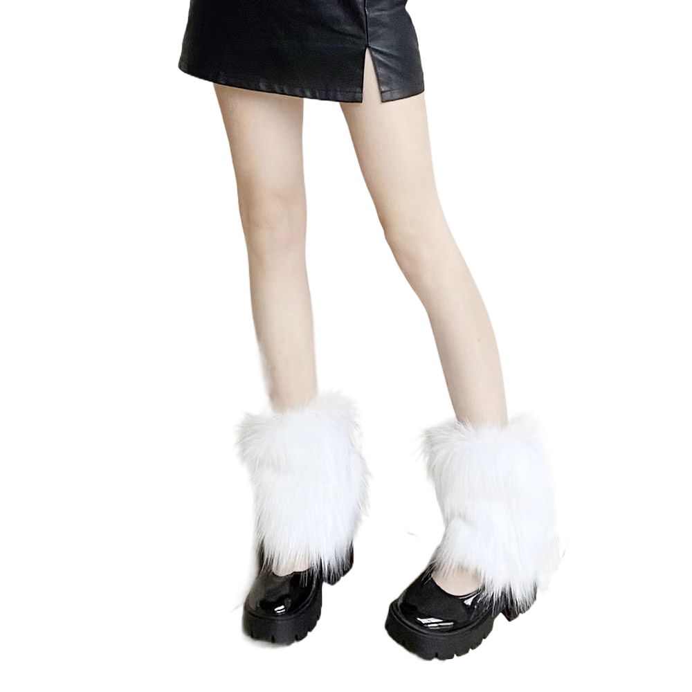 

Gothic Lolita Apparel Accessories Furry Leg Warmers Japanese Style Socks Women Knee-length Socks S белый