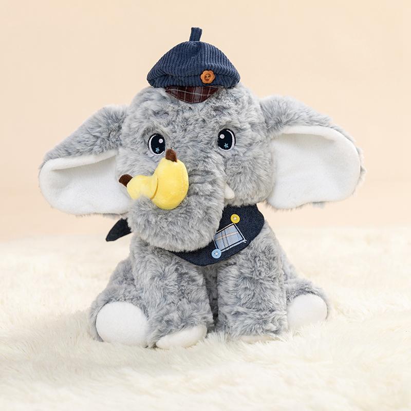 Pomme Banane Éléphant Peluches Douces Animal en Peluche Adorable Éléphant Ornements de Bureau Poupée Compagnon pour Enfants Pour Cadeaux 28cm