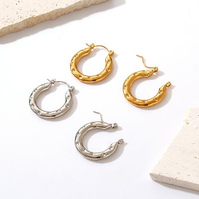 Round Dot Earrings High Sense Geometric Women's Versatile Trend Plated 18K Stainless Steel Earrings