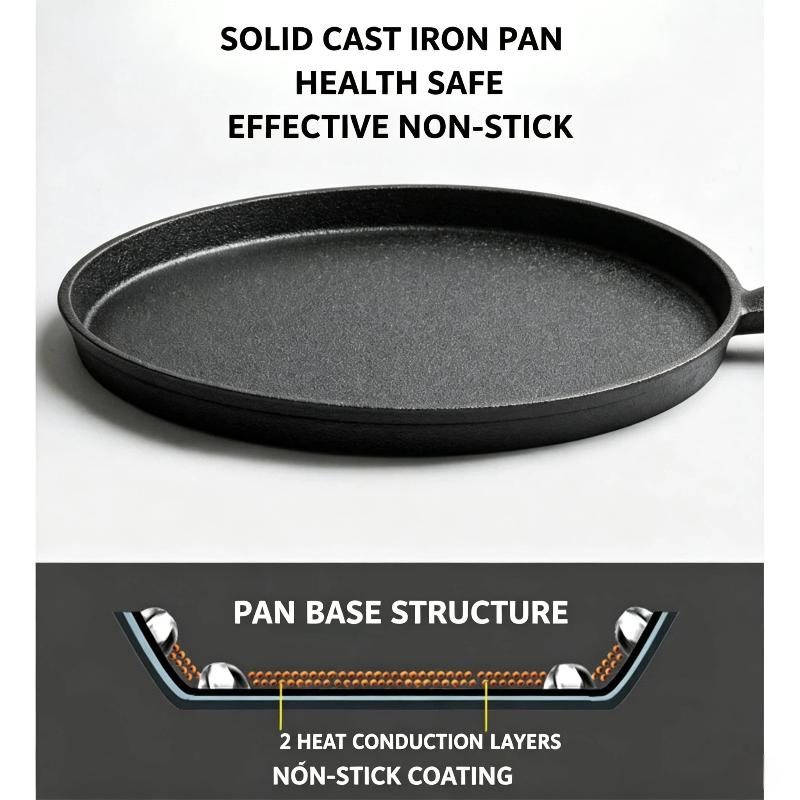 20/23/26 cm non-stick støbejernspande til at lave vietnamesiske stegte pandekager og æg, sikker varmeisoleret træhåndtag
