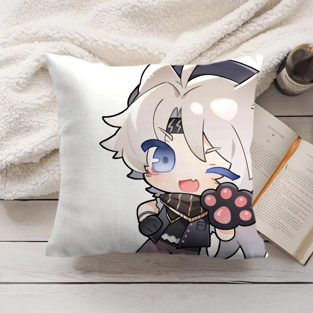 Lingyang Cute Wuthering Waves Cushion Cover Silky Short Plush Invisible Zipper Dustproof Sofa Pillow Case For Home Decor