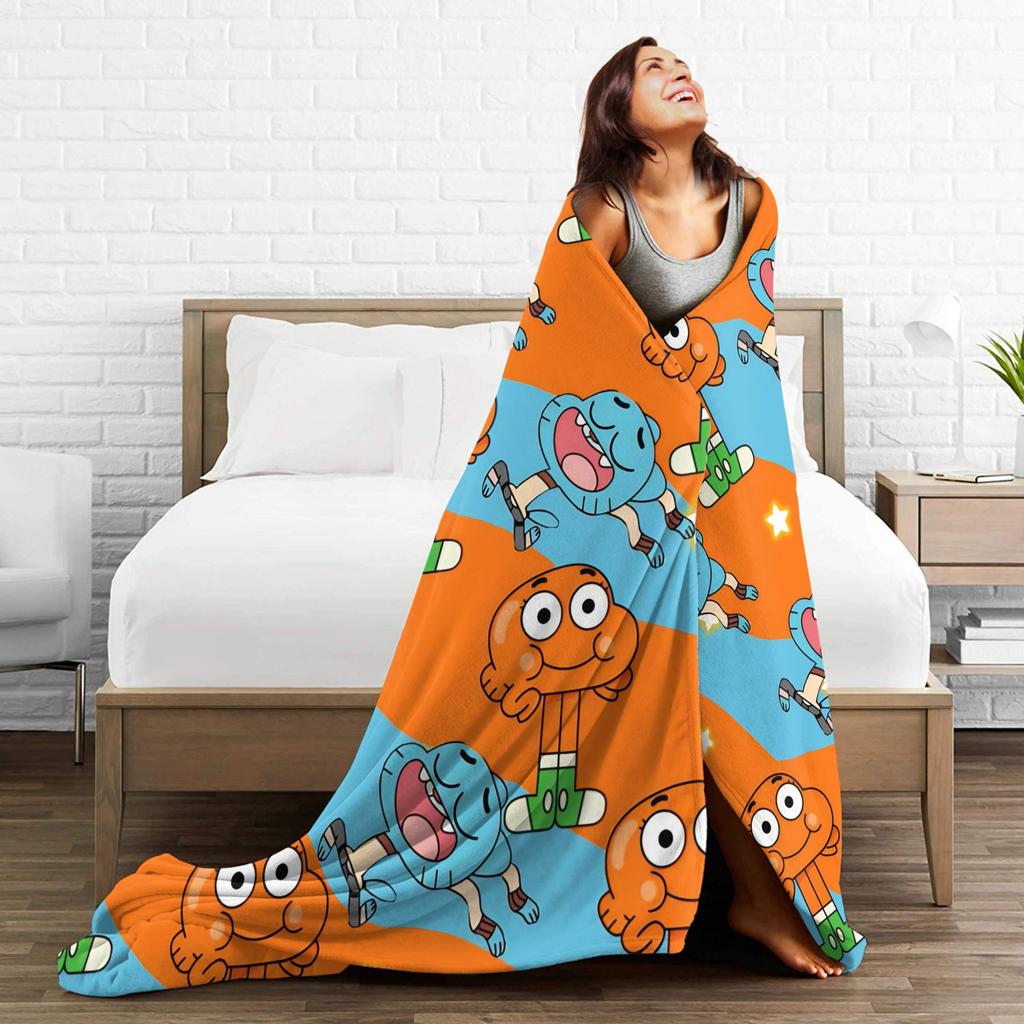 The Wonderfully Weird World of Gumball Flannel Blanket for Bedroom Travel Comfortable Bedspread Sofa Bed Cover