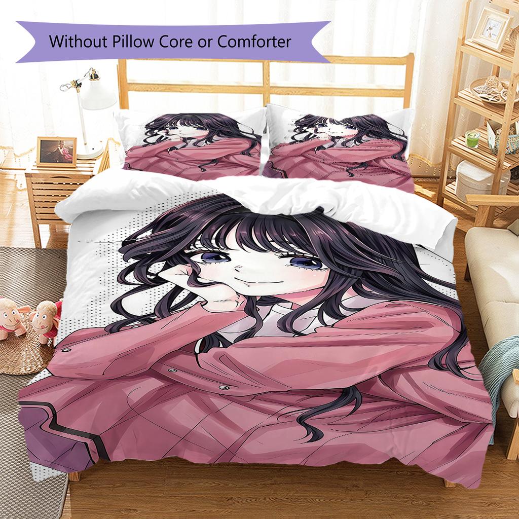 The Fragrant Flower Blooms Pattern Bedding,Quilt Set Quilt Cover Pillowcase Home Birthday Gift (1 * duvet cover + 2 * pillowcase, without core)