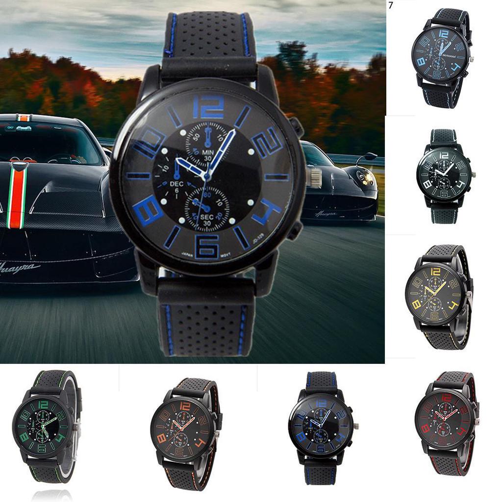 casual quartz analog silicone stainless steel dial sports wristwatch