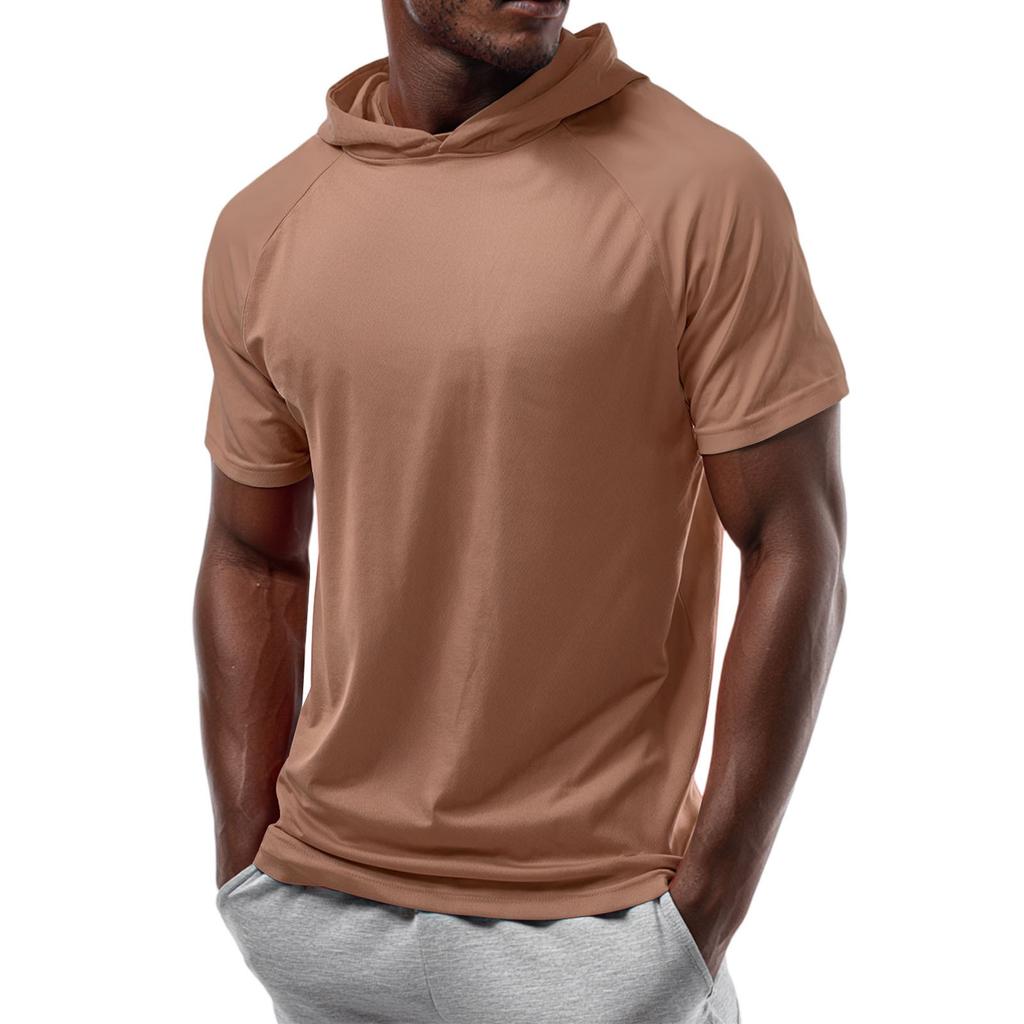 Men's Straight Shoulder Short-sleeved Hoodie T-shirt Sweatshirt