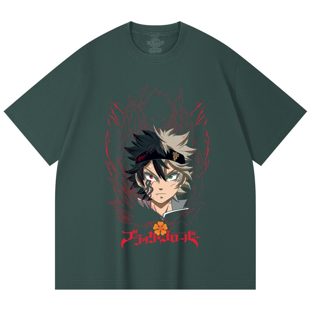 230 Gsm 100% Cotton Black Clover V4 Asta Print Unisex Heavy Cotton T Shirt