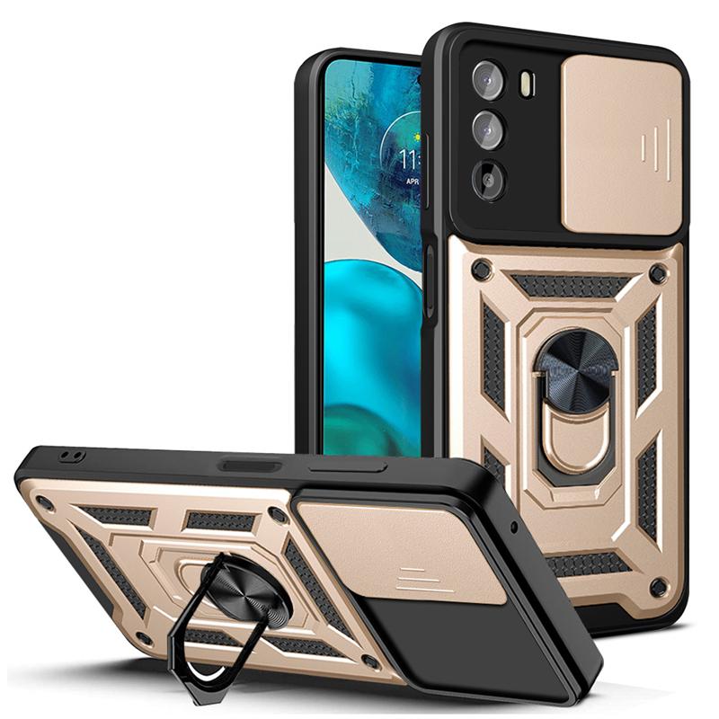 For Motorola Moto G200 5G Case Luxury Slide Camera Protect Phone Cases For Moto G200 G 200 Shockproof Armor Stand Holder Ring Back Cover Shell
