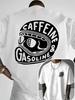 Men'S Short-Sleeve T-Shirt Featuring a Caffeine And Gasoline Graphic Design of a Football Helmet