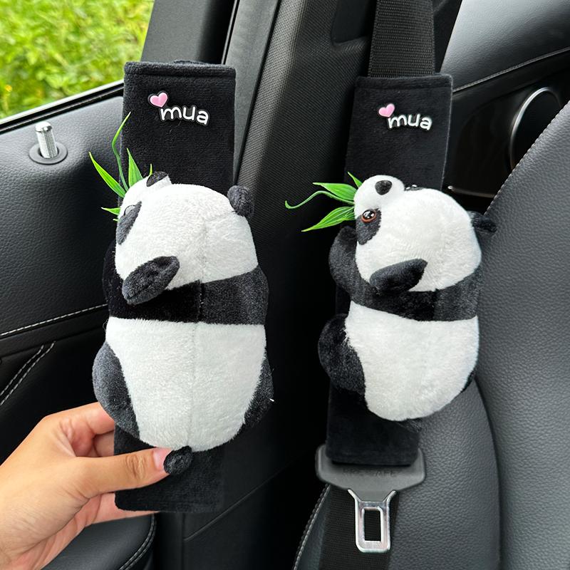 Car Seat Belt Shoulder Cover Cute Panda Children Neck Plush Protective Cover Interior Decoration Supplies