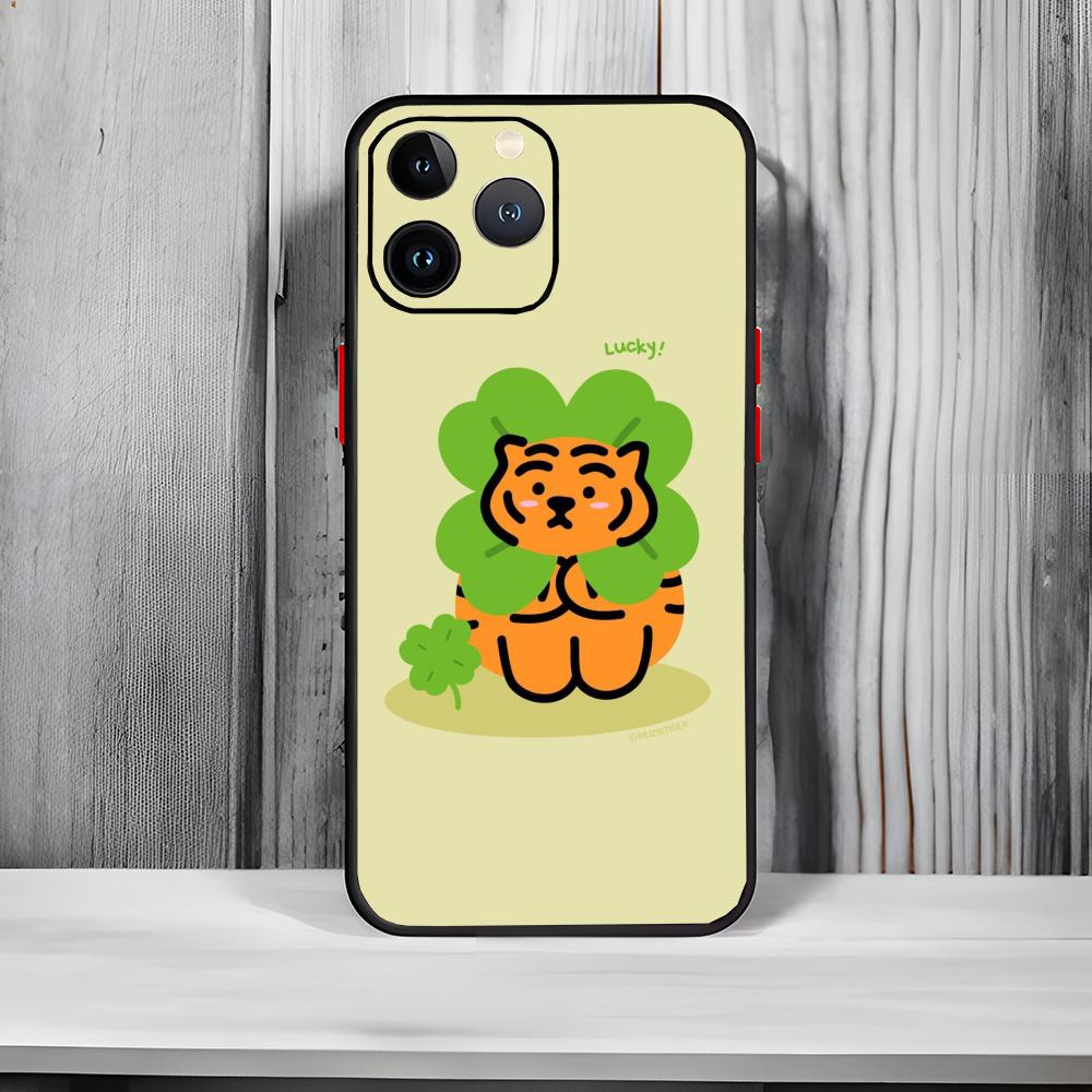 Cute Cartoon M-MUZIK T-TIGER Phone Case Black Matte Thin Phone Case For iPhone17 16 15 14 13 ProMax