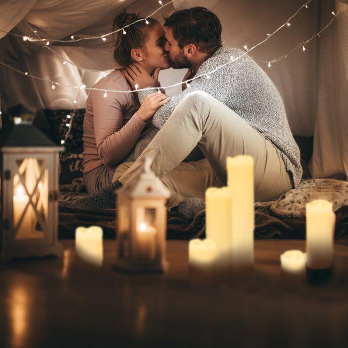 Bougies LED - AIMOONSA - Lot de 6 - Cire véritable - Effet vacillant - Sur piles (CR2032)