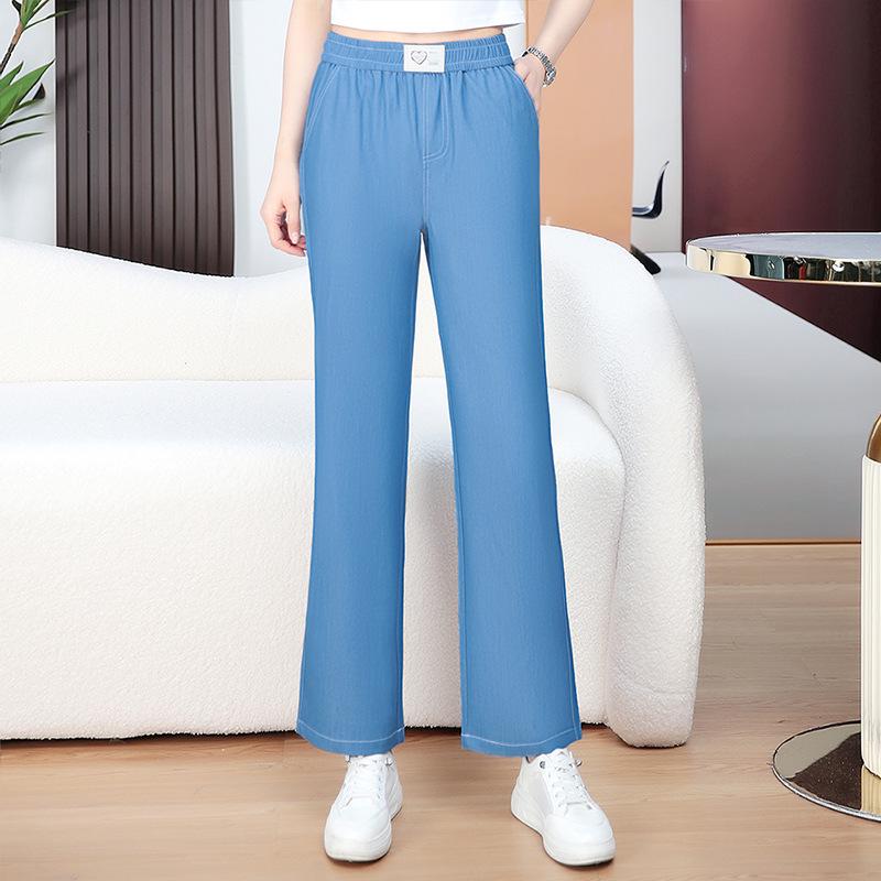 Women's High Waist Tencel Wide Leg Summer Jeans - Lightweight, Loose, Ice Silk, Straight Fit, Small Sizes Available