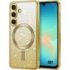 Hülle für Samsung Galaxy A27 5G, Glitzer-Silikon-Schutz mit Magnetkreis - Gold