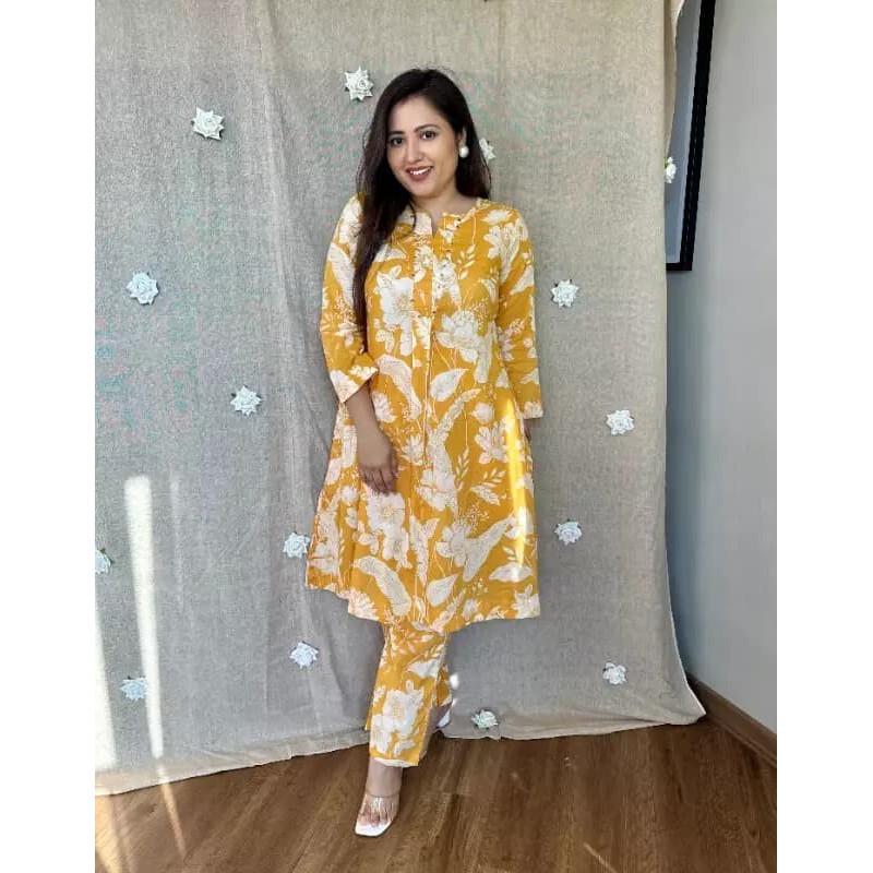 Women's Top Tunic Kurta Pant Cord Set Indian Designer Party Wear Kurti Dress VF-20228