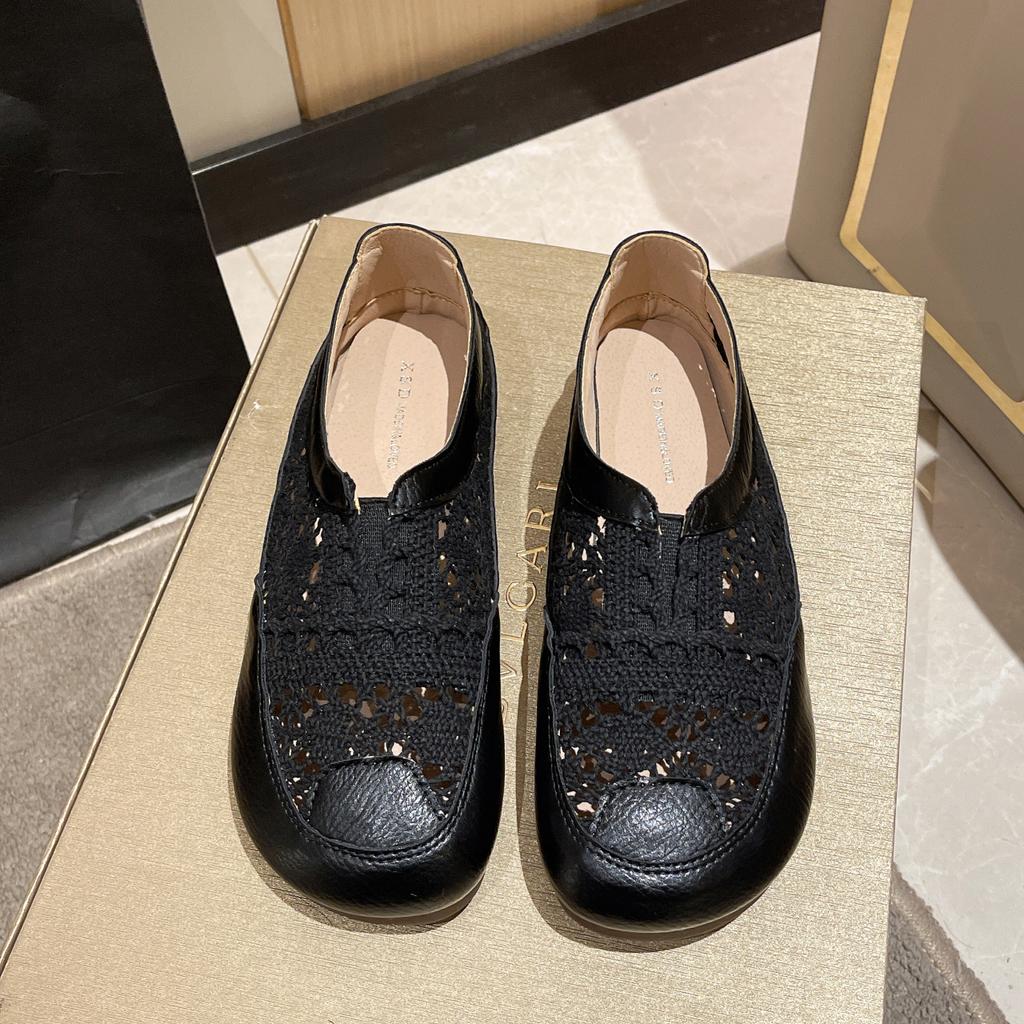 Flats Casual Lace Women Cotton Linen White Summer Retro Breathable Shallow Slip-on Walking Shoes Woman