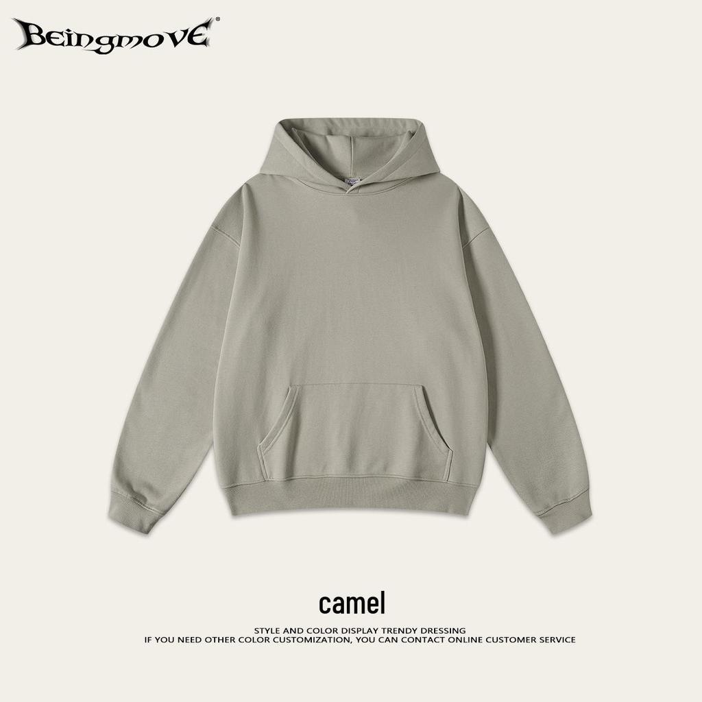 2025 Autumn Men's Basic Heavyweight Terry Cloth Hoodie - Trendy American Brand, Solid Colors, Unisex Design.