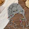Bohemian Floral Tassel Woven Head Wrap Hat Women's Retro Hollow Ethnic Style Slouchy Hat Hand-Knit Cap