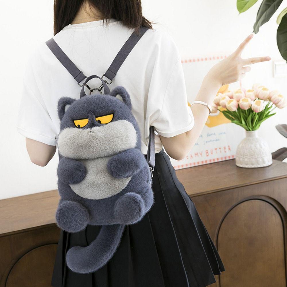 Phone Bag Cat Plush Backpack Animals Cartoon Plush Schoolbag Little Cat Doll Shoulder Bag Girls