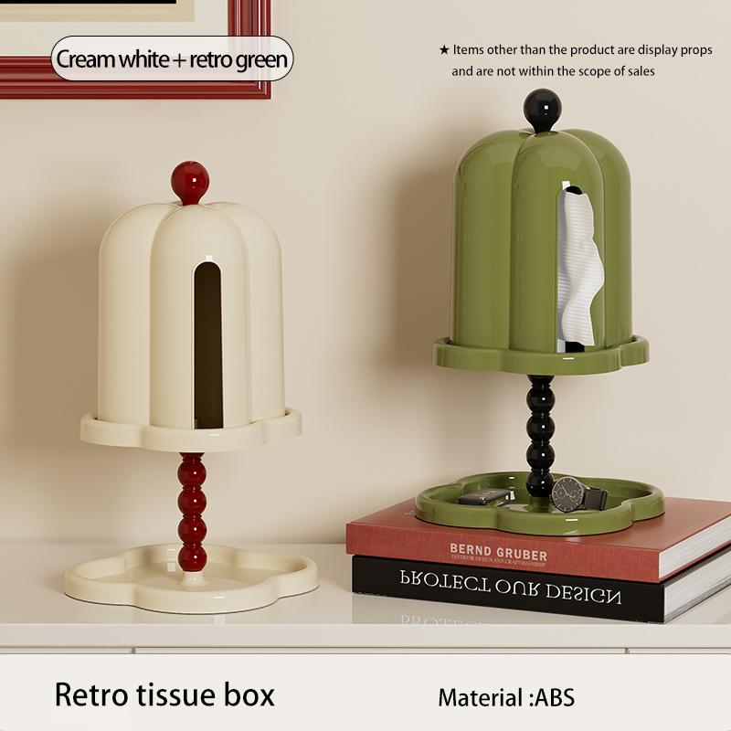 French High-grade Retro Non Perforated Tabletop Tissue Box, Tabletop Finishing Shelf, Sealed Dust-proof Tape Cover Drawer