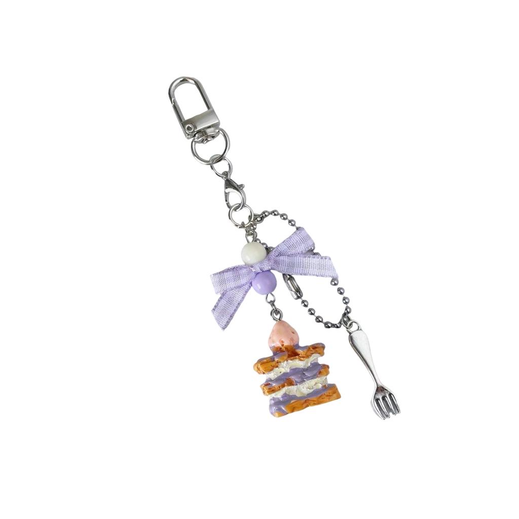 Creative Taro Purple Cream Napoleon Phone Keychain Handmade Beaded Accessory for Women Gift Ideas