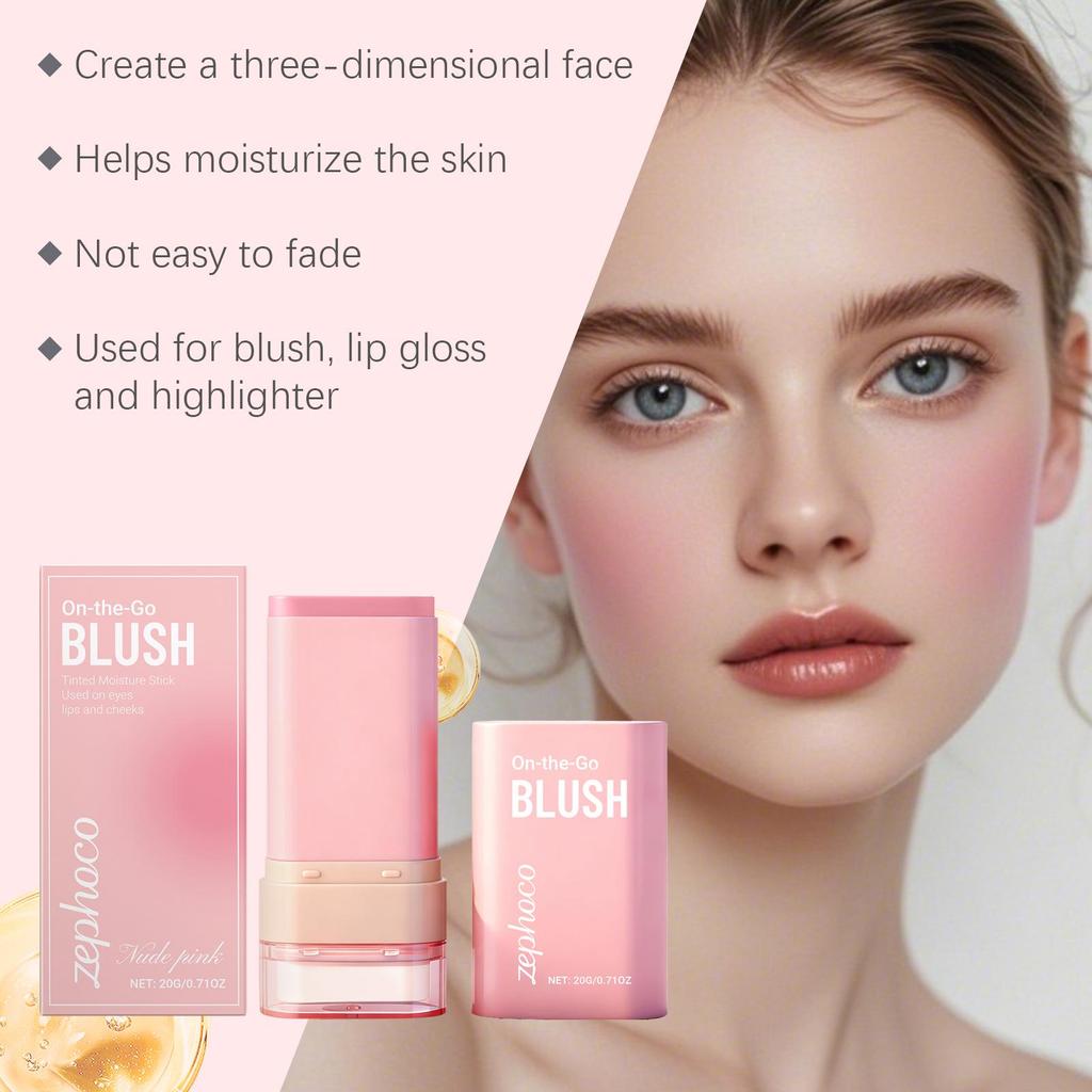 Zephoco 2-in-1 Blush Stick in Nude Pink - Perfect for Daily Wear and Dates