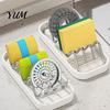 Durable Soap Tray for Laundry Room 3-Compartment Storage Rack, Stainless Steel Holder with Removable Rustproof Stand Water Tray, Hollow Tilt