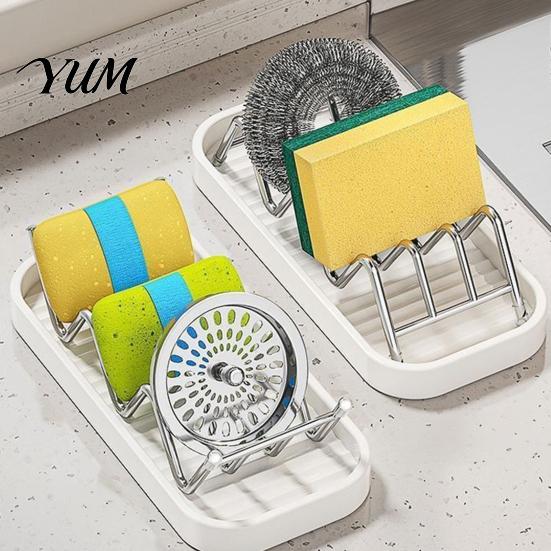 Durable Soap Tray for Laundry Room 3-Compartment Storage Rack, Stainless Steel Holder with Removable Rustproof Stand Water Tray, Hollow Tilt