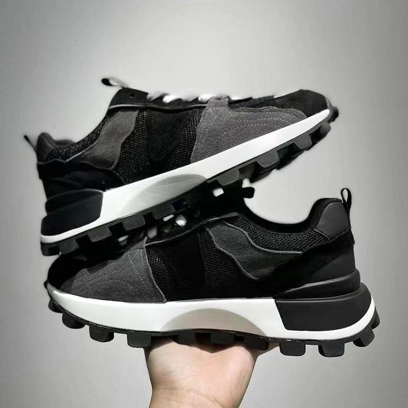 Color Block Fashion Chunky Sneaker Men Running Shoes Casual Leather Fabric Breathable Height Increased Platform Sport Shoes