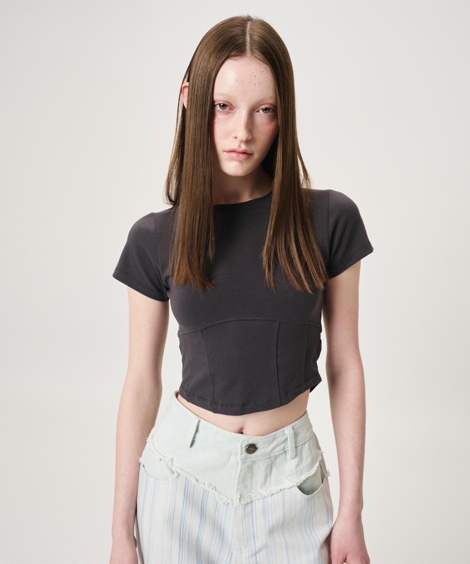Etmont Back Slit Hook Detail T-Shirt, Charcoal Charcoal/Free