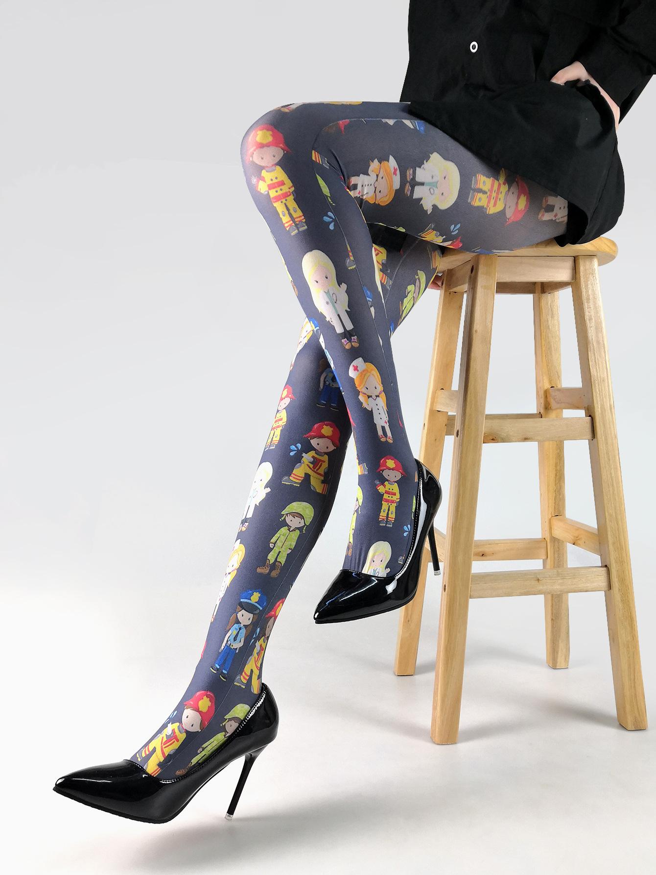 Thin Printed Pantyhose Spring And Autumn Versatile Butterfly Wild Abstract Vintage Silk Stockings Women S Stockings Anti Hook weight within 70kg