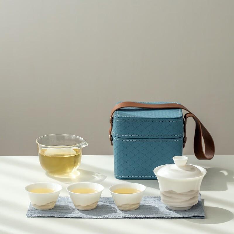 WJ Jade Porcelain Portable Travel Tea Set