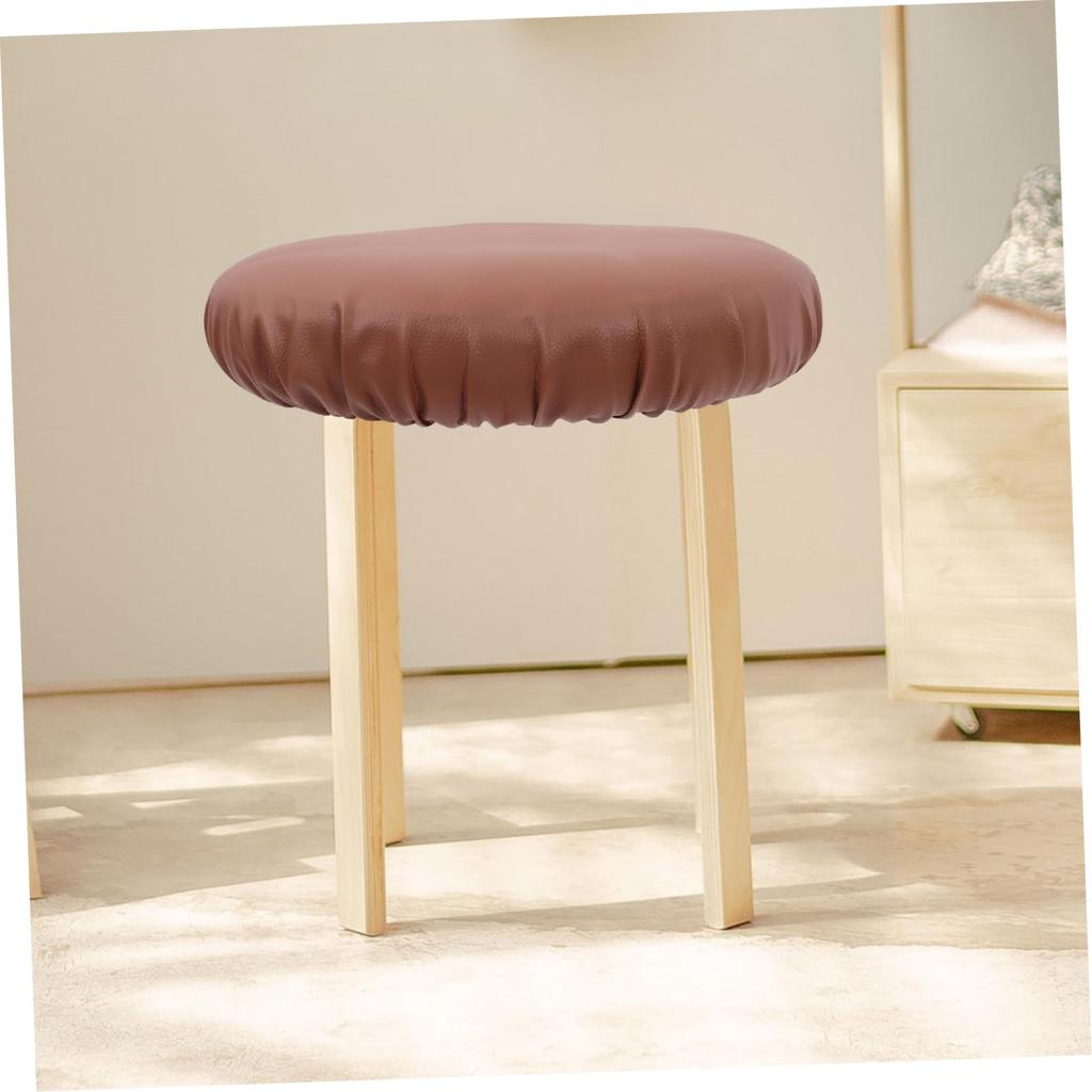 NUOLUX Round Stool Cover, Washable Leather Bar Stool Protector, Brown