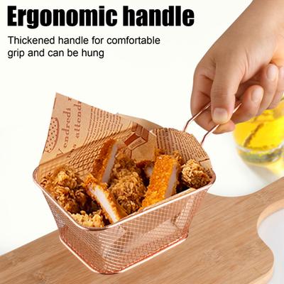 French Fry Serving Basket Mini Chips Deep Fry Baskets Stainless Steel Food Presentation Strainer Ergonomic Grip Fryer Accessory