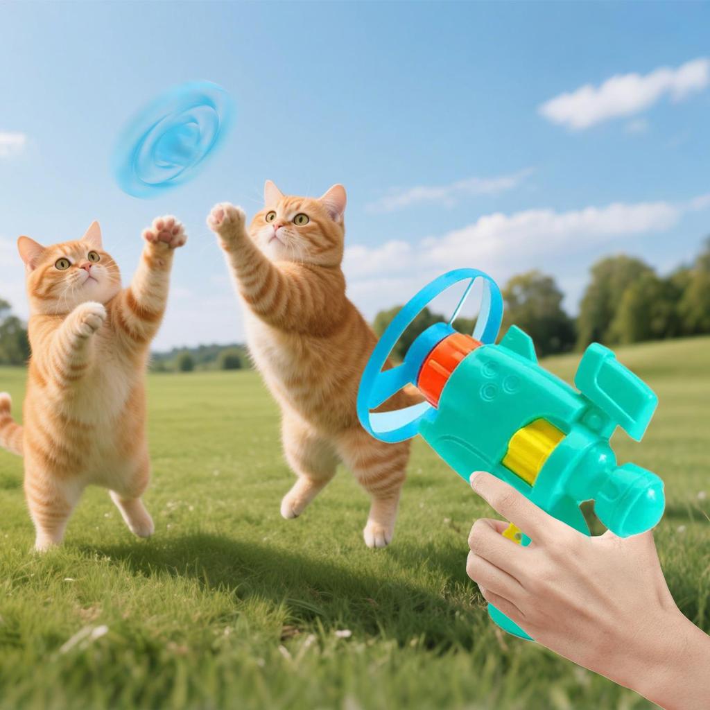 Cats Interactive Flying Saucer Gun Luminous Flying Disc Bamboo Dragonfly Discs Pet Training Exercise Toys for Pet Cats & Dogs