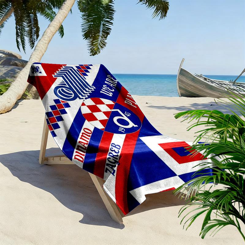 Dinamo Zagreb Print Strandtuch, Großes Weiches Schnelltrocknendes Handtuch für Strand Camping Schwimmen